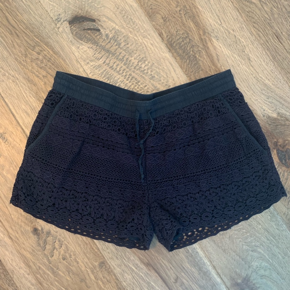 Navy crochet shorts
